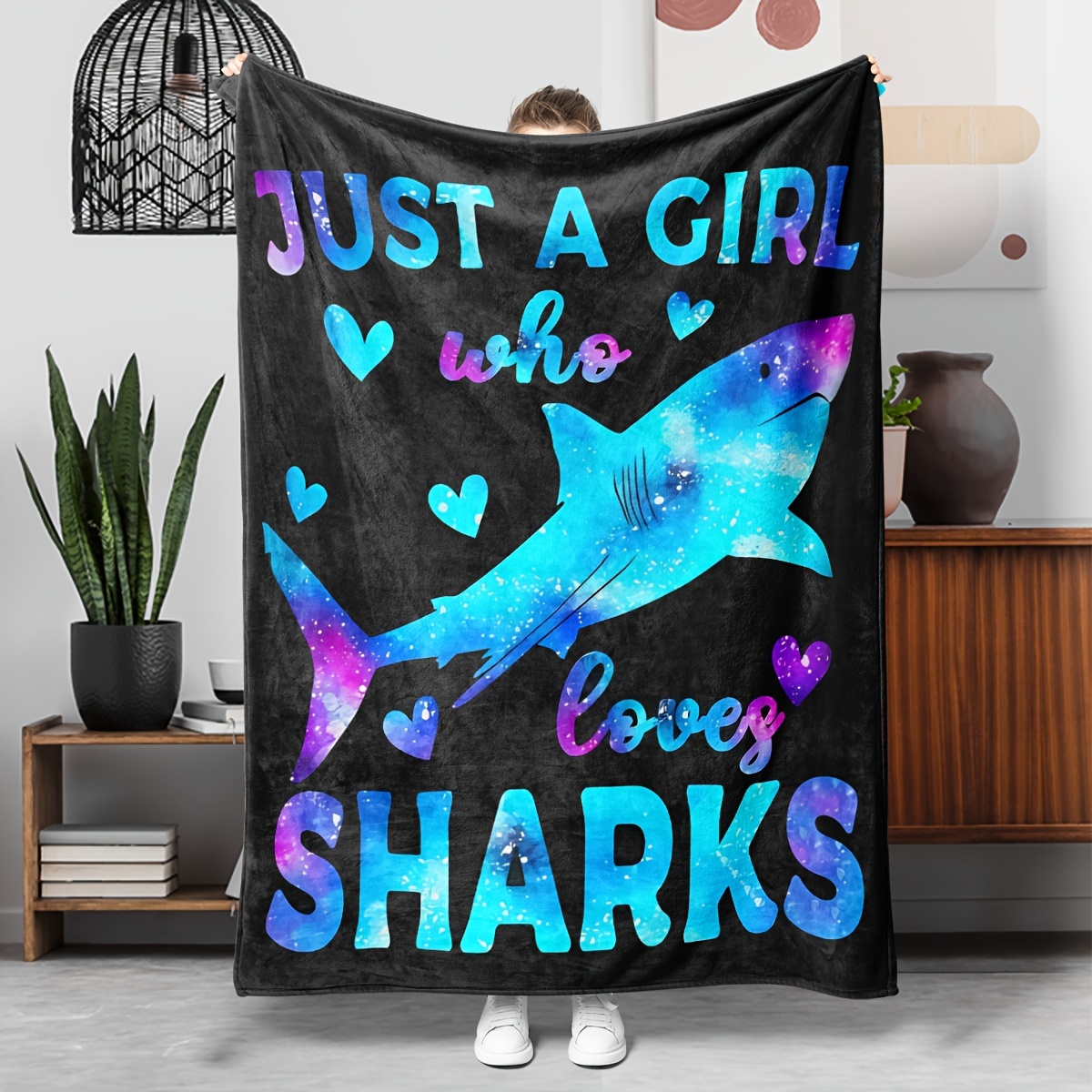 Christmas Throw Blanket - Cozy Shark-Themed Flannel Throw Blanket -
