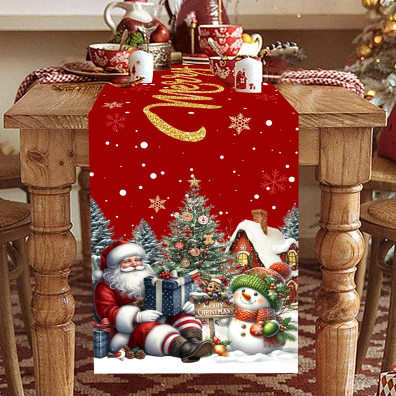 Christmas Santa Snowman Table  - đánh giá và giá Christmas Table Runner