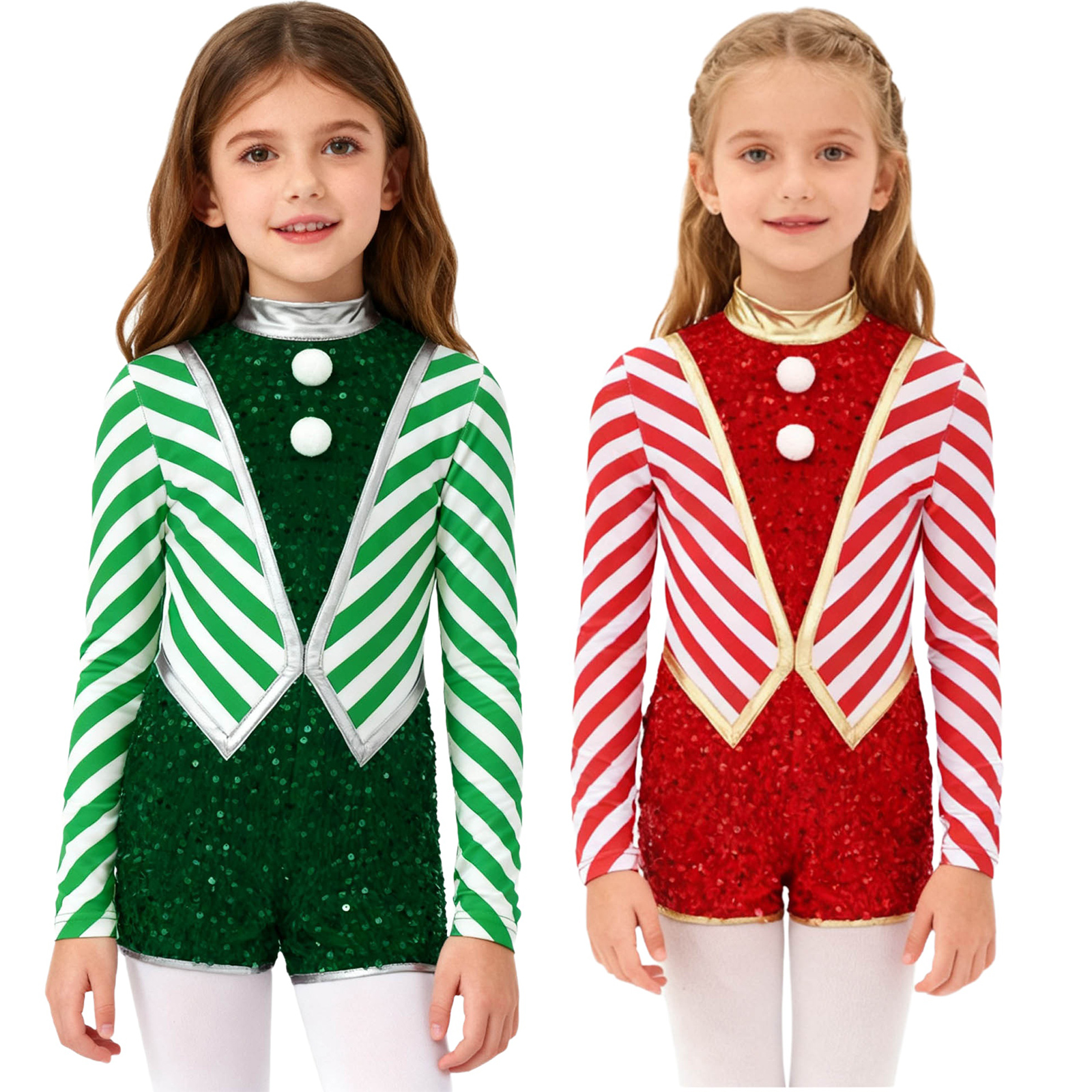 Kids Girls Long Sleeve Sequin  - đánh giá và giá Elf Costume Christmas