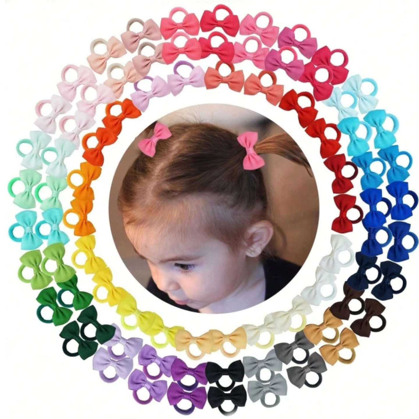 40/60/80 Baby Girls Hair Ties  - đánh giá và giá Ribbon Bow Gift