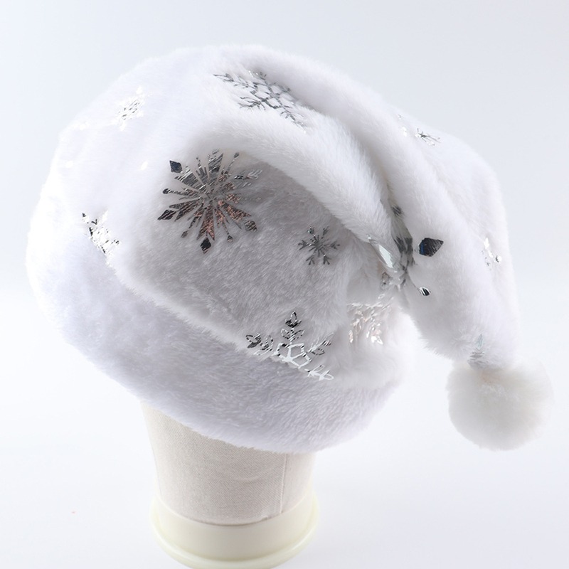 White Plush Christmas Hat Gold - đánh giá và giá Santa Hat Plush