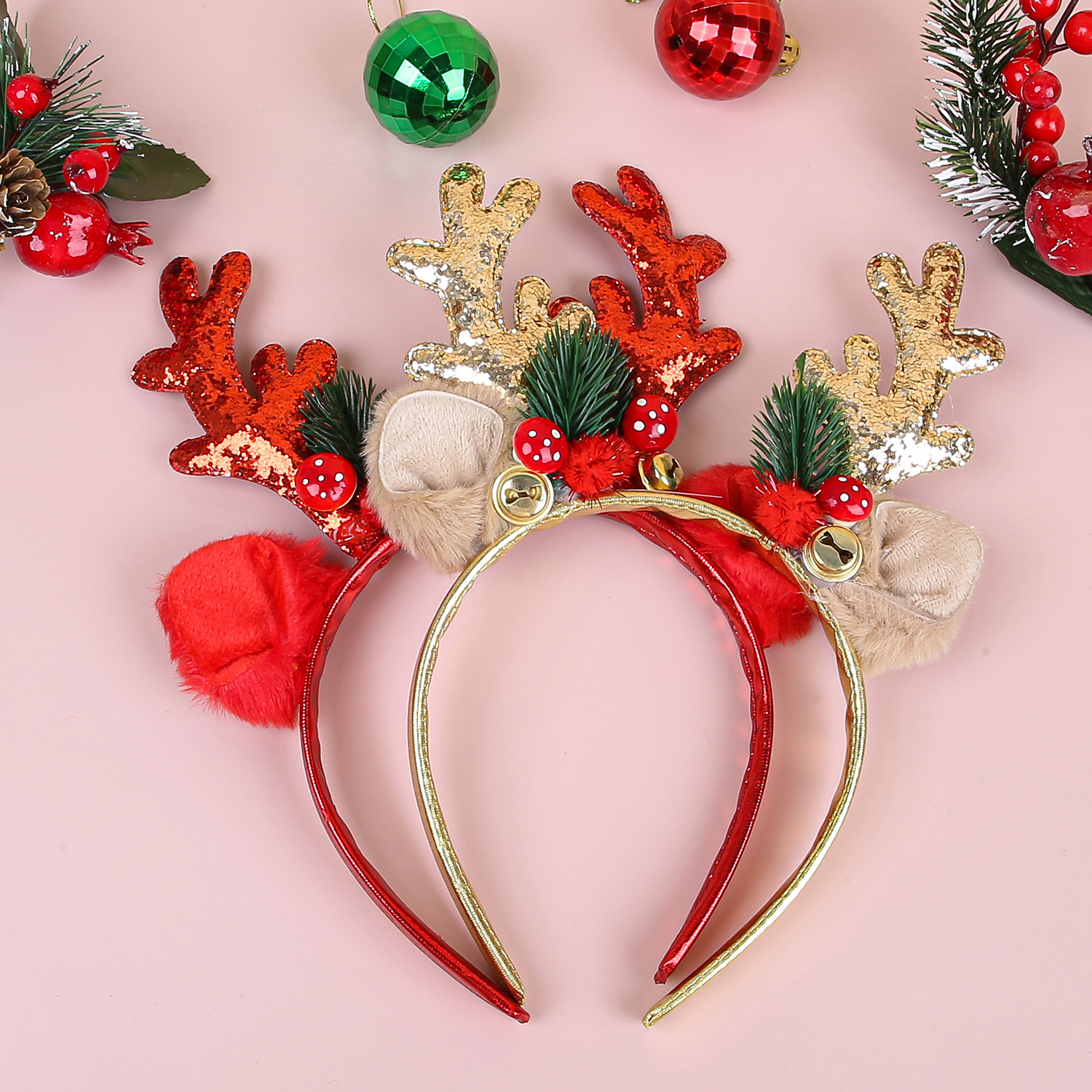 1/2pcs Christmas Glitter Deer  - đánh giá và giá Reindeer Antlers Headband