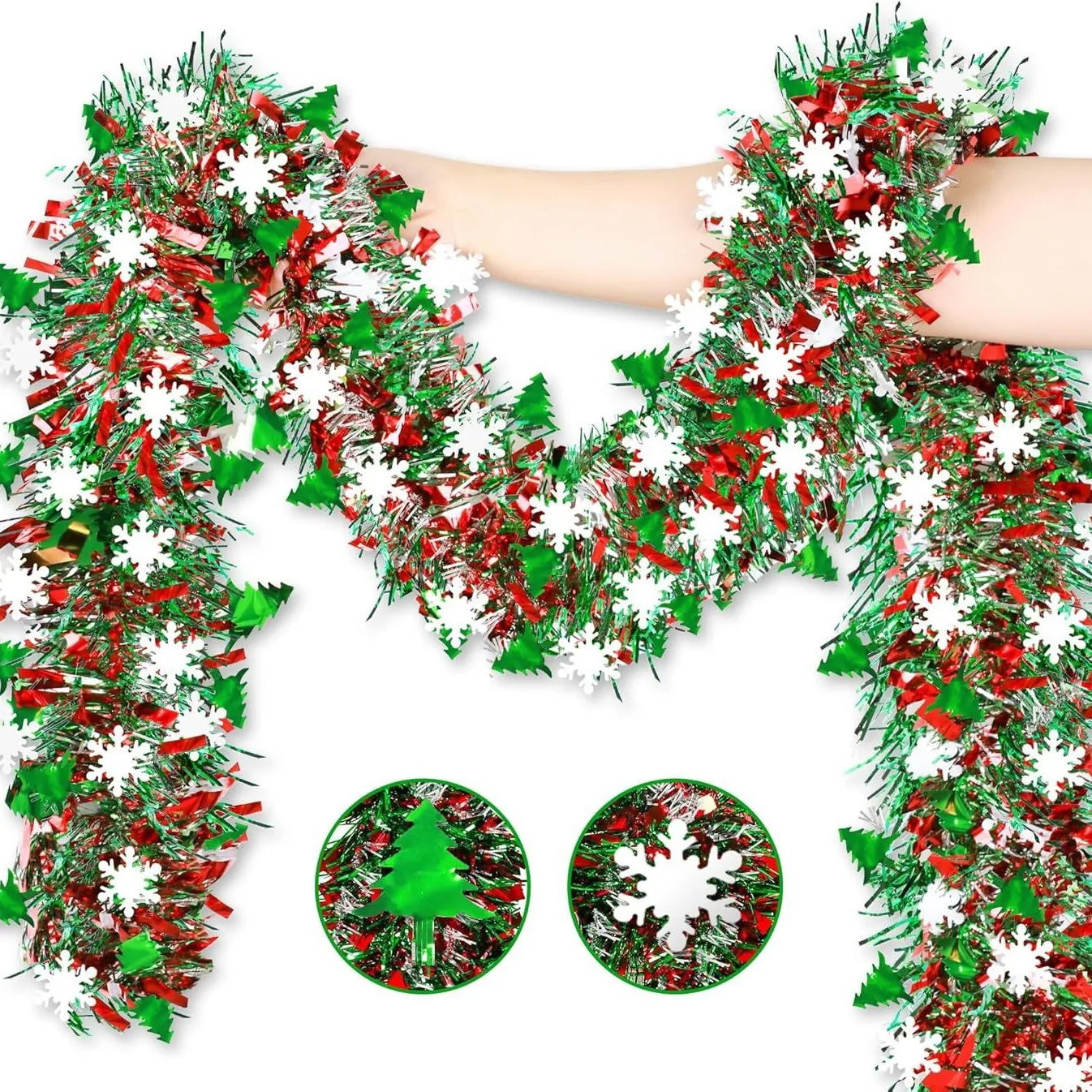 2M Christmas Snowflake Tinsel  - đánh giá và giá Tinsel Garland Decoration
