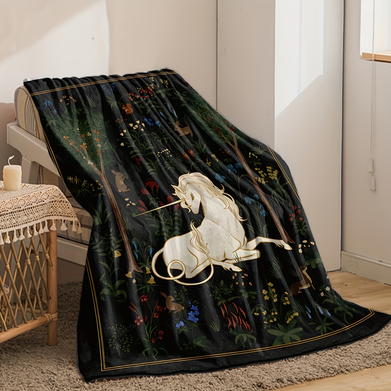 1pc Magical Unicorn Forest Thr - đánh giá và giá Christmas Throw Blanket