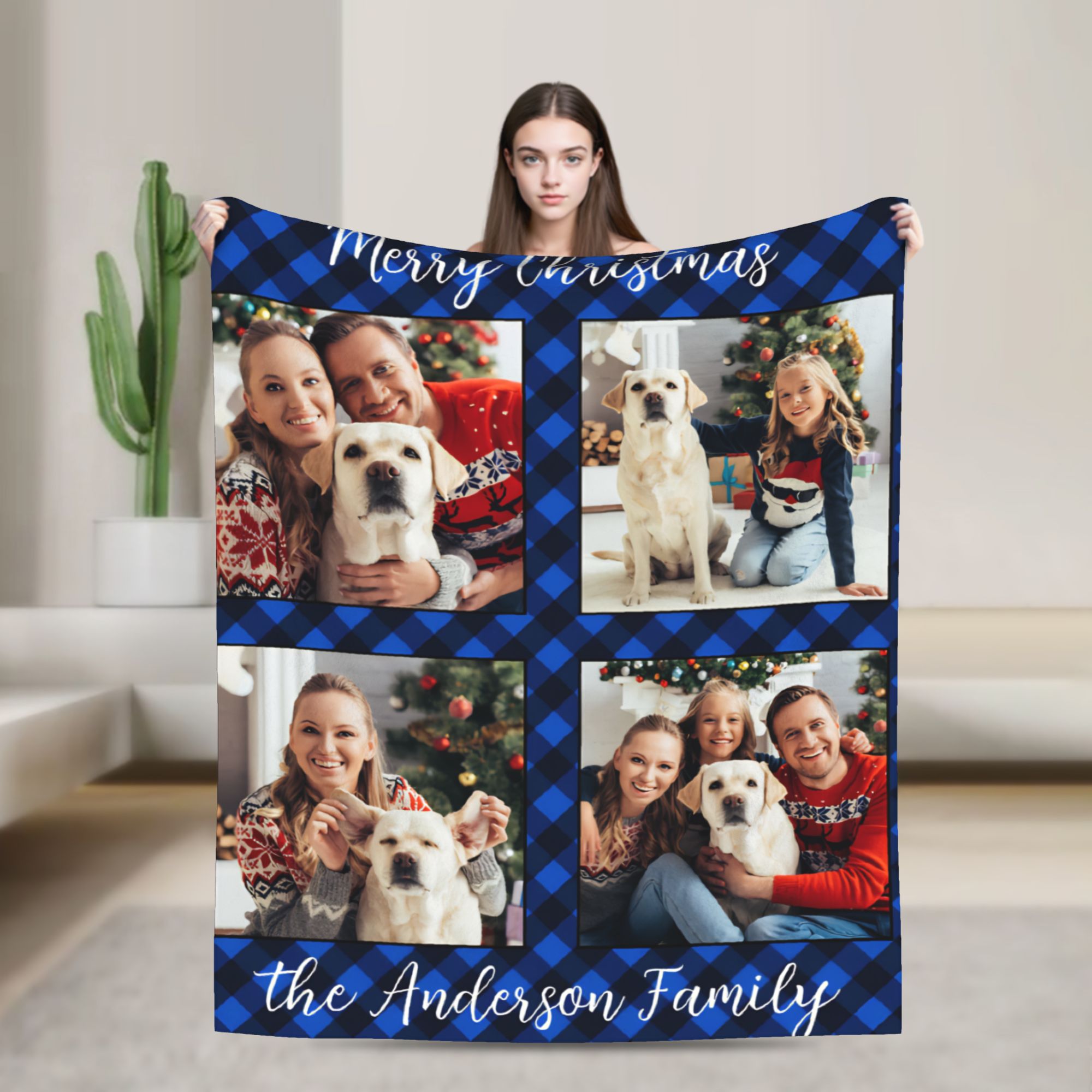 Family 4 Pictures Personalized - đánh giá và giá Christmas Throw Blanket