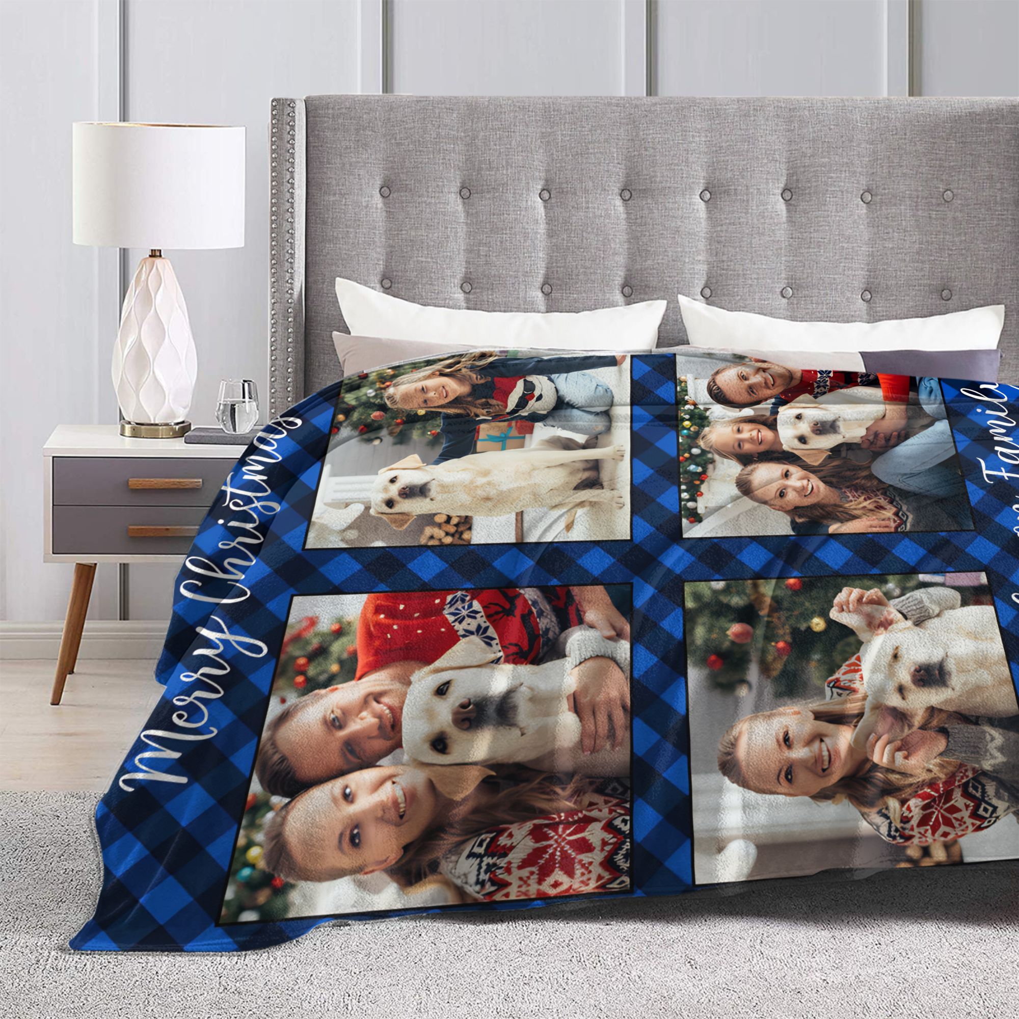 Family 4 Pictures Personalized - đánh giá và giá Christmas Throw Blanket