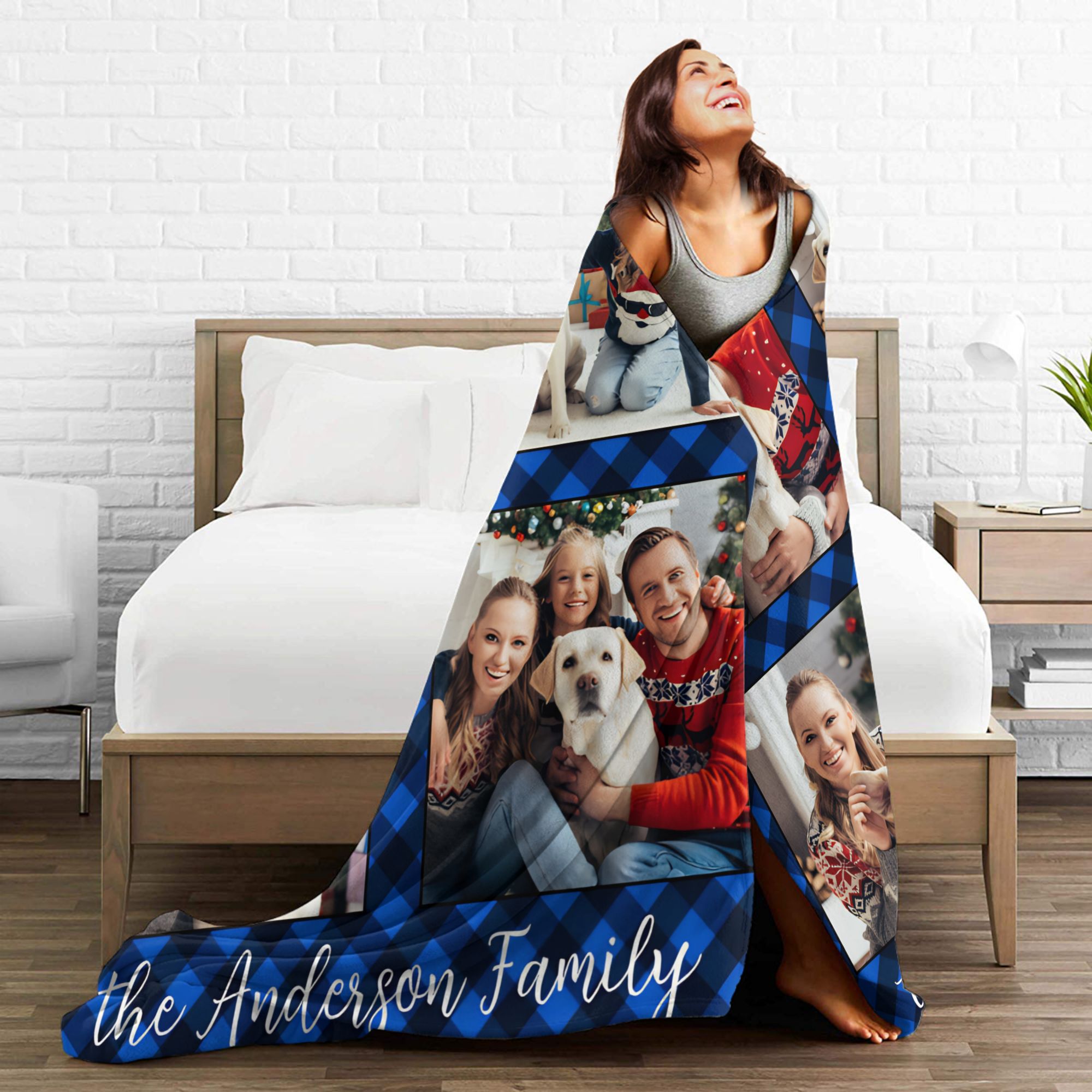 Family 4 Pictures Personalized - đánh giá và giá Christmas Throw Blanket