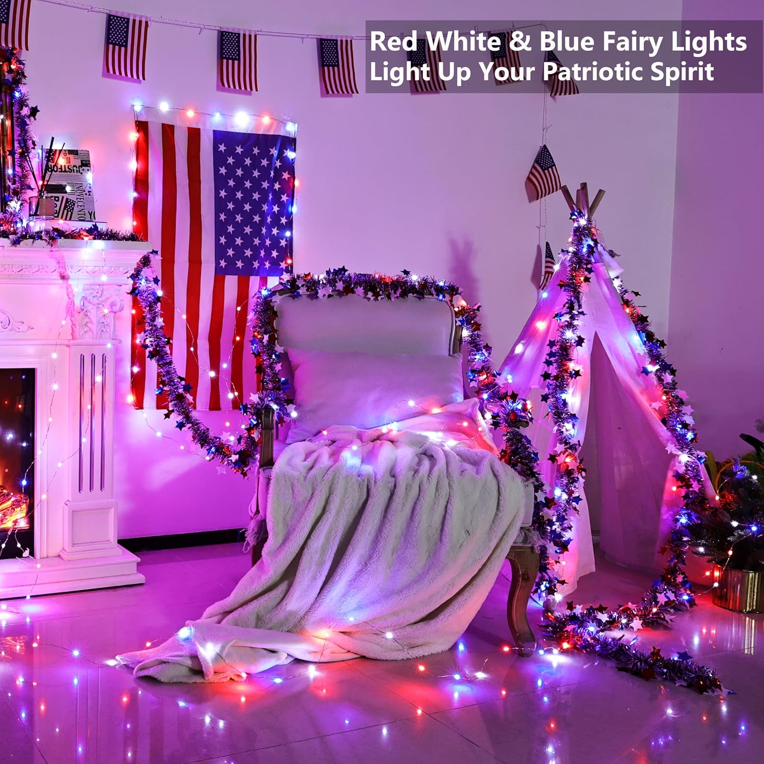 33ft 100 LED Red White Blue Fa - đánh giá và giá Led Fairy String Lights