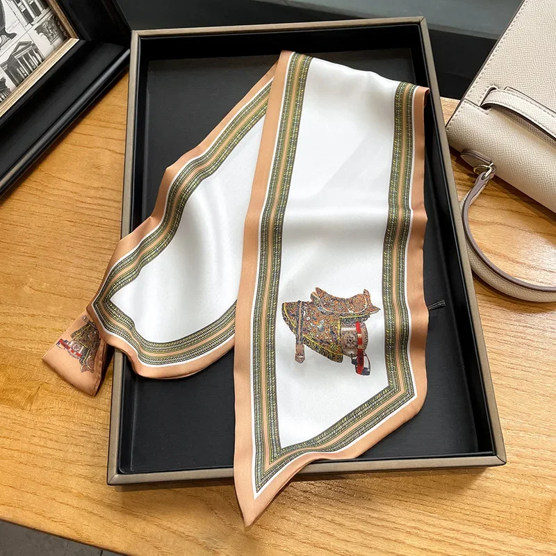 Retro Print Skinny Silk Scarfs - đánh giá và giá Ribbon Bow Gift