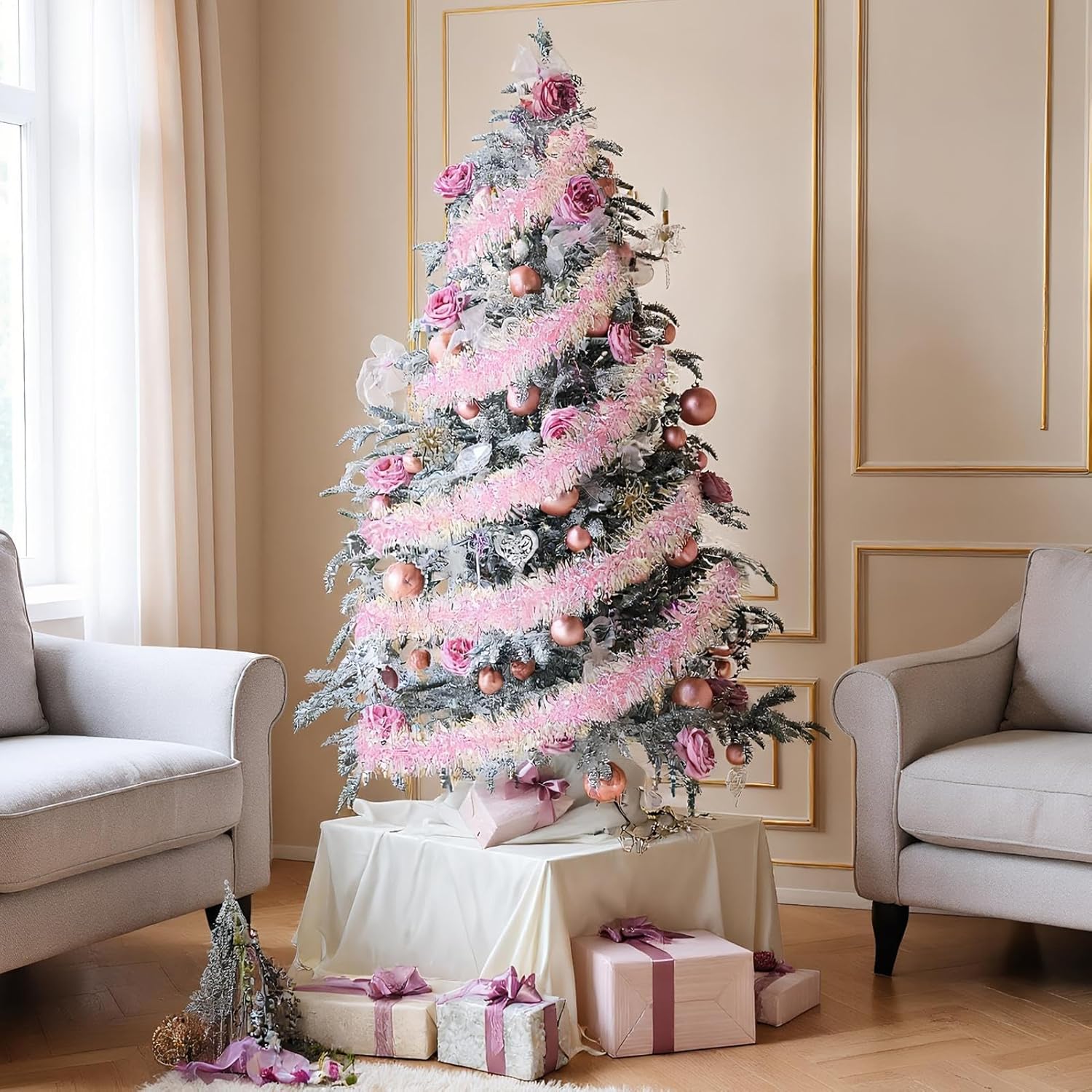 2M Pink Christmas Tinsel Garla - đánh giá và giá Tinsel Garland Decoration