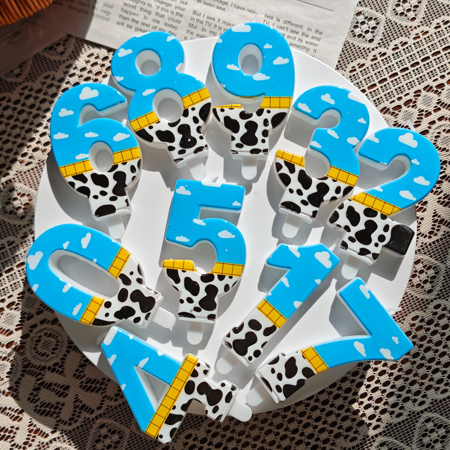 1PC,Number 1-9Blue Sky and Whi - đánh giá và giá Holiday Candle Set