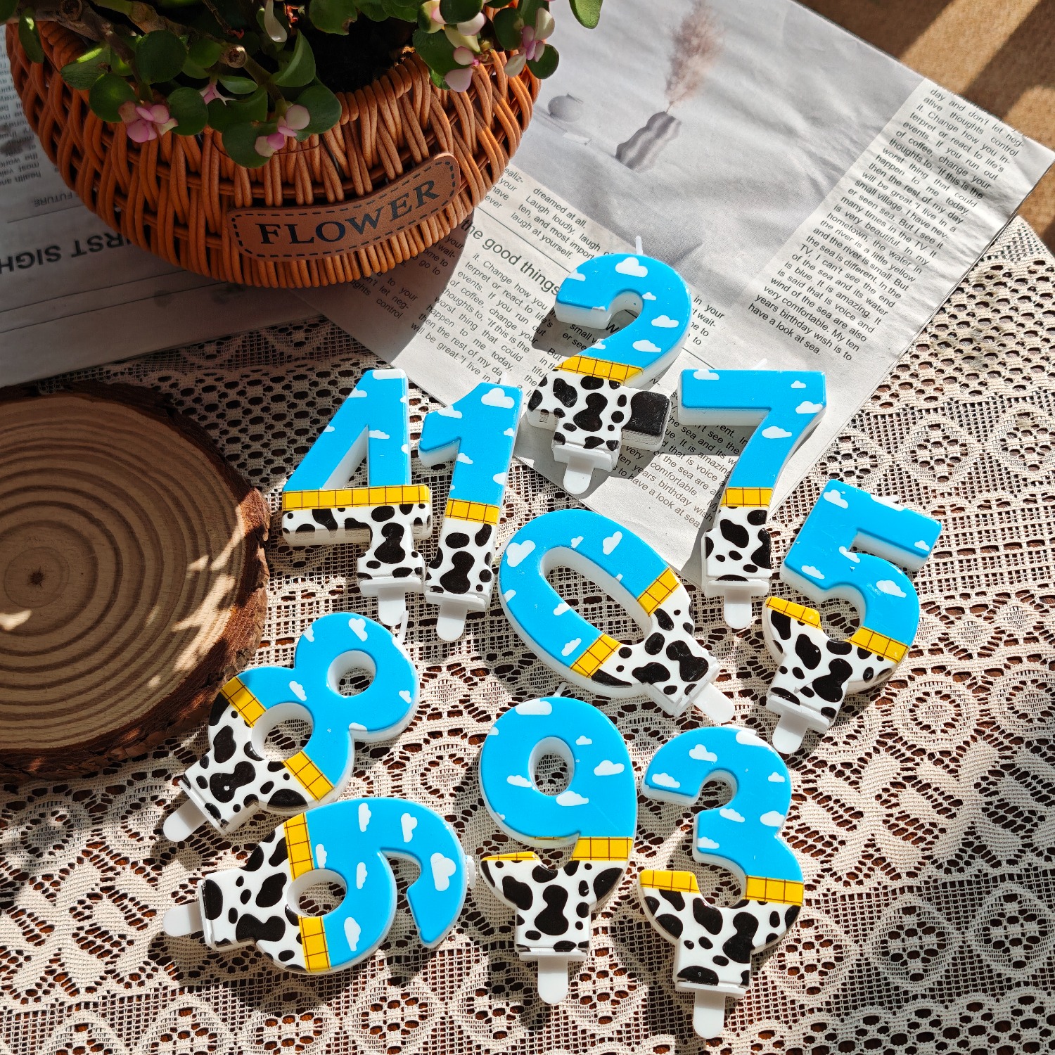 1PC,Number 1-9Blue Sky and Whi - đánh giá và giá Holiday Candle Set