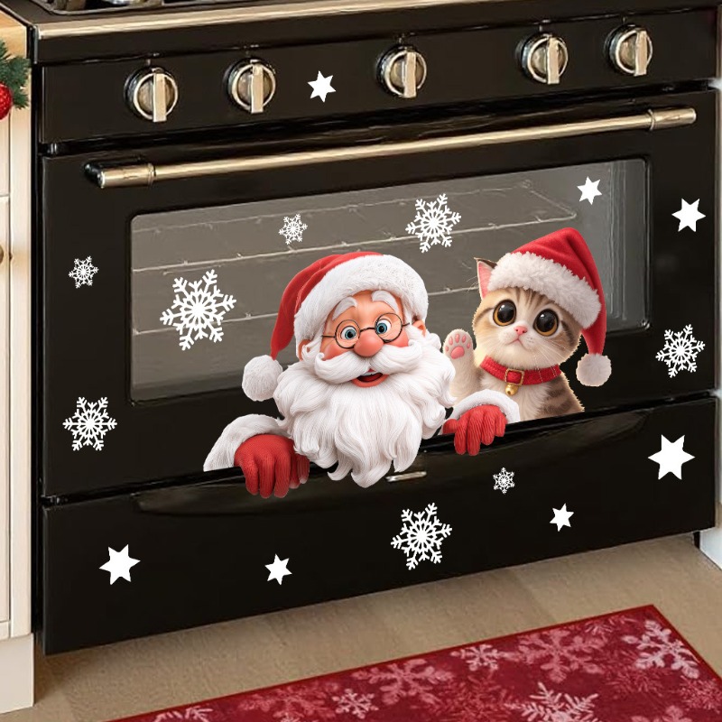 Kitten Santa Claus Window Stic - đánh giá và giá Snowflake Window Decal