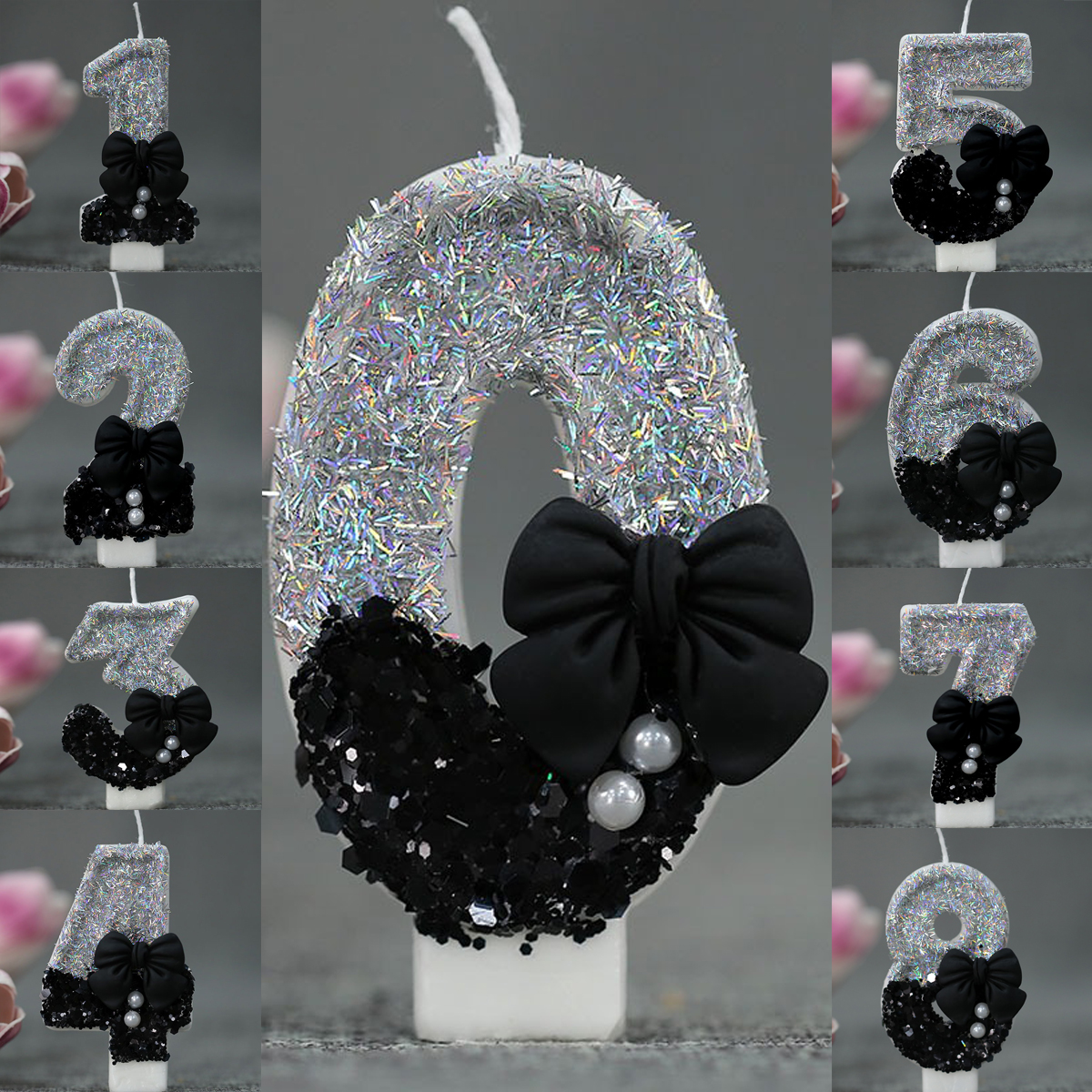 Midnight Bow & Pearl 0-9 Numbe - đánh giá và giá Holiday Candle Set