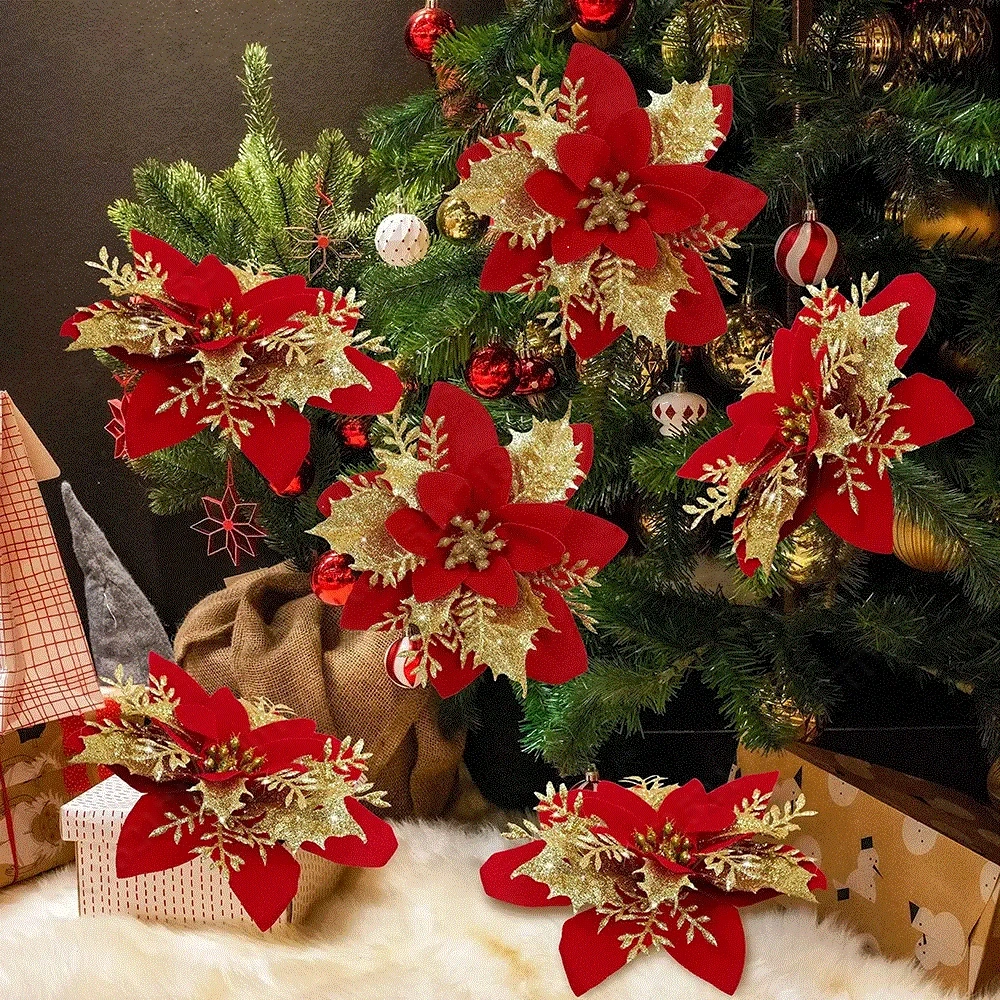 5pcs 9cm Glitter Artifical Chr - đánh giá và giá Christmas Wreath Fake