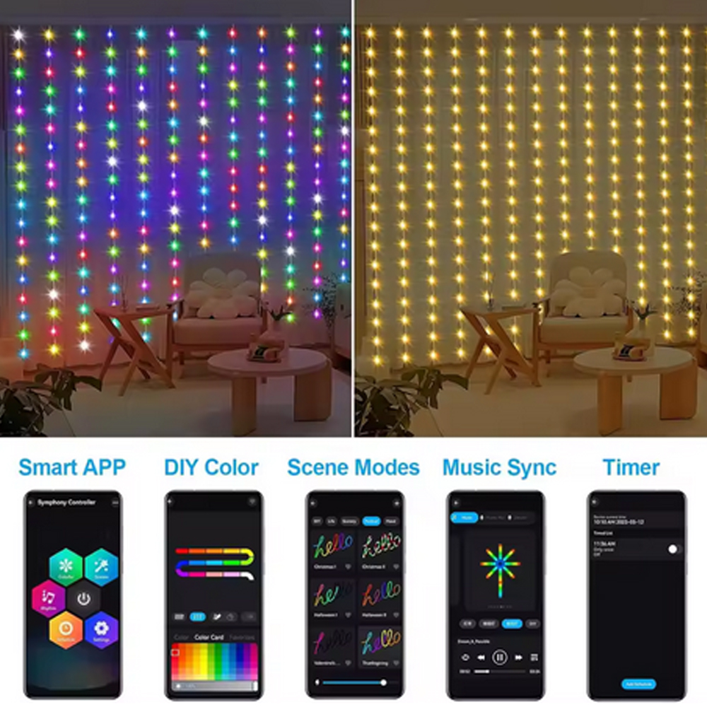 3M RGB Smart LED Curtain Light - đánh giá và giá Led Fairy String Lights