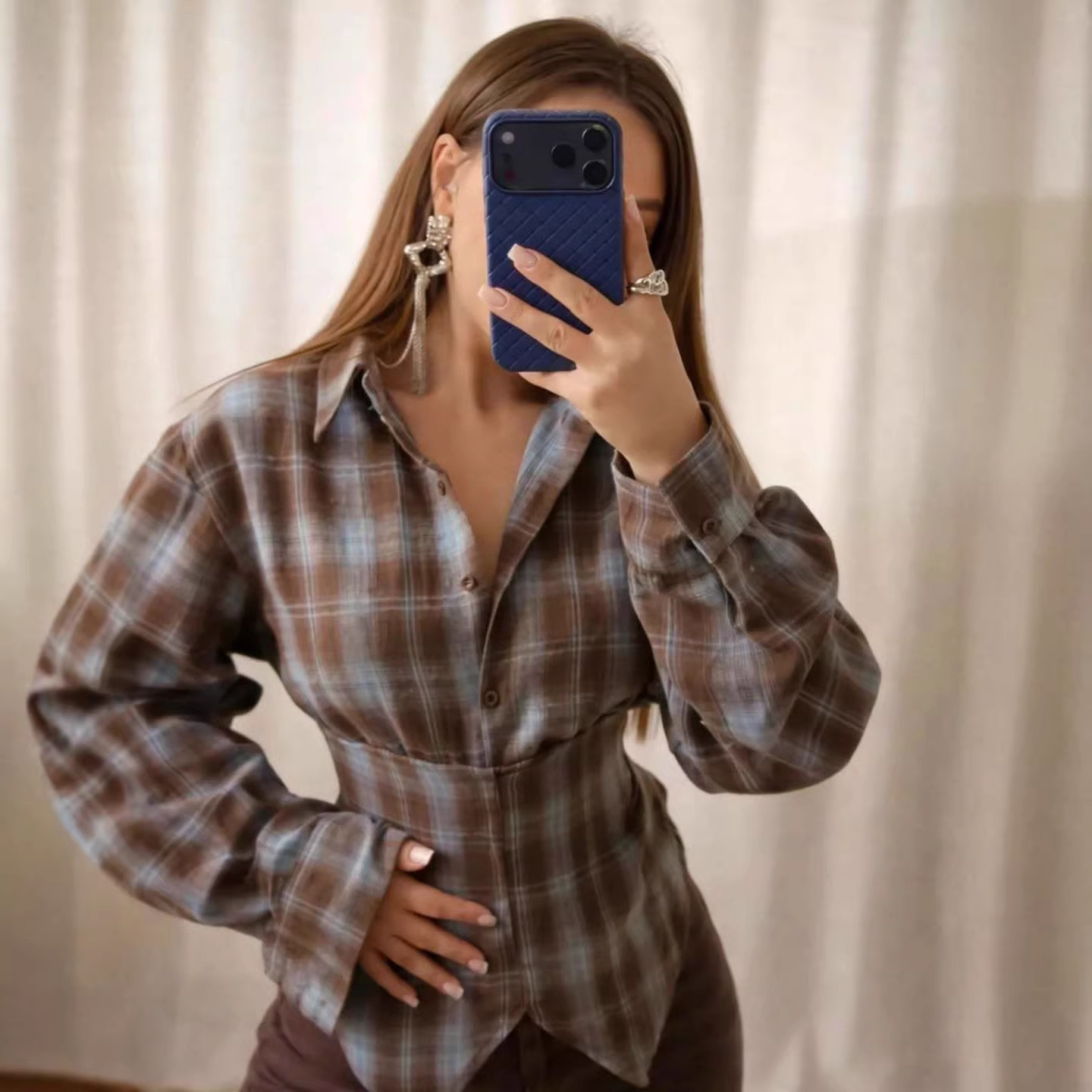 Loose Women's Plaid Blouse Vin - đánh giá và giá Christmas Throw Blanket