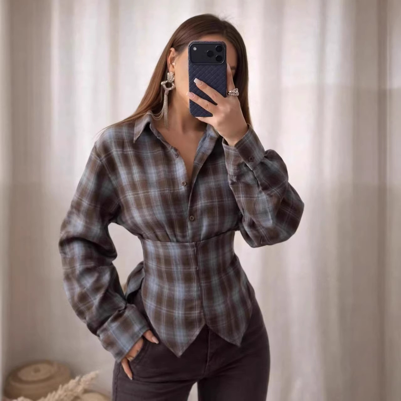 Loose Women's Plaid Blouse Vin - đánh giá và giá Christmas Throw Blanket