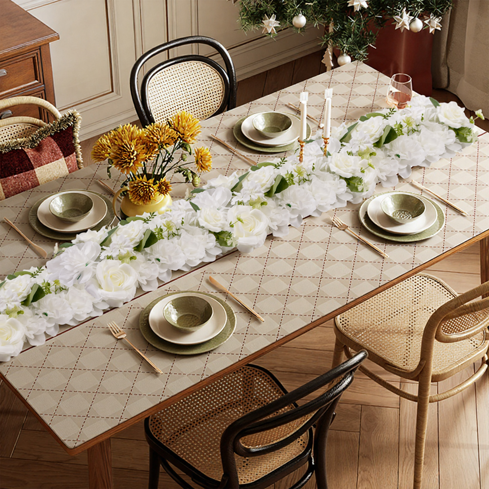 6 Pcs Artificial Flower Garlan - đánh giá và giá Christmas Table Runner