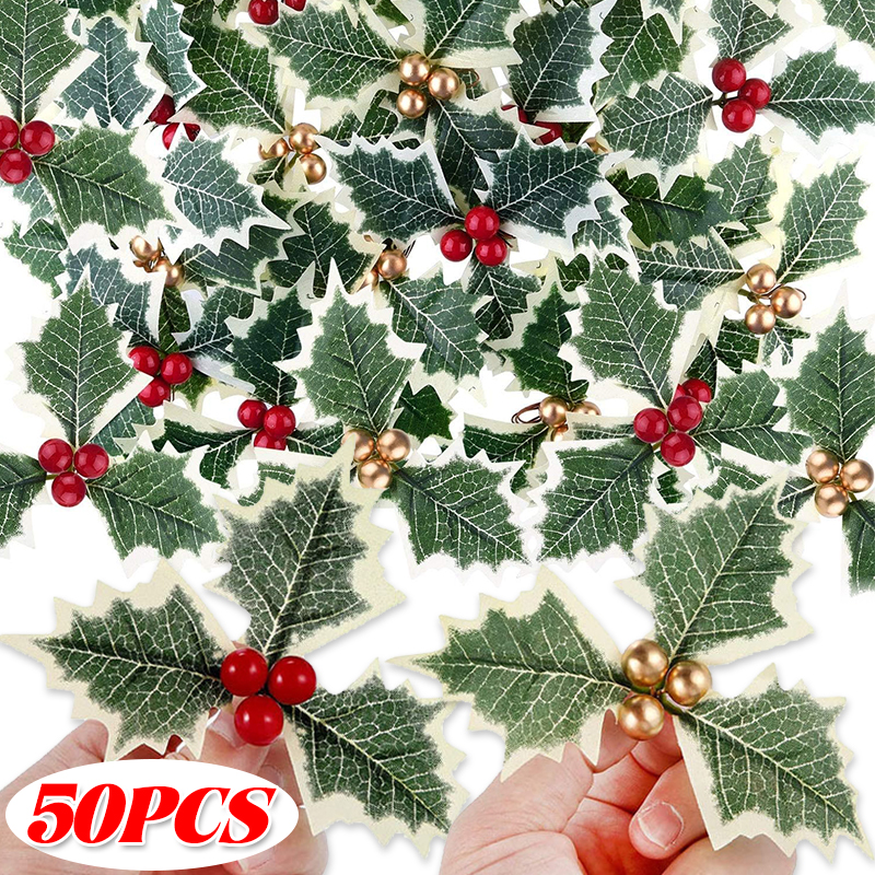 5-50pcs Christmas Holly Berrie - đánh giá và giá Christmas Wreath Fake